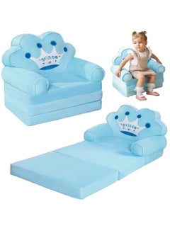 Arabest Kids sofa, Kids Foldable Sofa Bed, Princess Chair for Toddlers 1-3, Blue Cartoon Shape, High Density Foam, Fold Out Couch for Bedroom, Sofa Bed for Girls and Boys  - Image 1