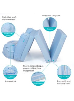 Arabest Kids sofa, Kids Foldable Sofa Bed, Princess Chair for Toddlers 1-3, Blue Cartoon Shape, High Density Foam, Fold Out Couch for Bedroom, Sofa Bed for Girls and Boys  - Image 5
