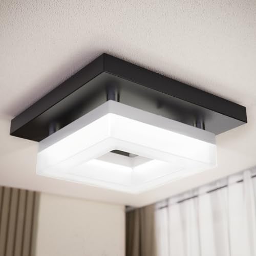 Sunco Lighting Sunco 8 Inch Square LED Ceiling Light Fixture Flush Mount, Black, High Brightness 1800LM, Selectable CCT 3000K/4000K/4500K/5000K/6500K, Modern Ceiling Light for Bathroom, Kitchen, Hallway, Damp Rated - Image 1