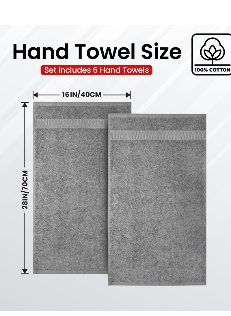 Infinitee Xclusives Premium Grey Hand Towels - Pack of 6, 41cm x 71cm Bathroom Hand Towel Set, Hotel & Spa Quality Hand Towels for Bathroom, Highly Absorbent and Super Soft Bathroom Towels by Infinitee Xclusives  - Image 3