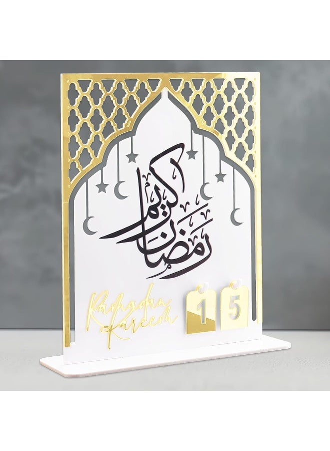 TPGP Ramadan Advent Calendar Set - Acrylic and Wooden Ramadan Decorations for Home Eid Mubarak Table Decor, 30 Days Countdown Calendar for Muslim Festivities and Ramadan Party Supplies Style E 