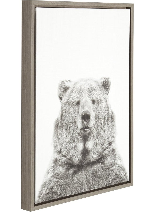 Kate and Laurel Kate and Laurel Sylvie Bear Animal Print Black and White Portrait Framed Canvas Wall Art by Simon Te Tai 18x24 Gray  - Image 2