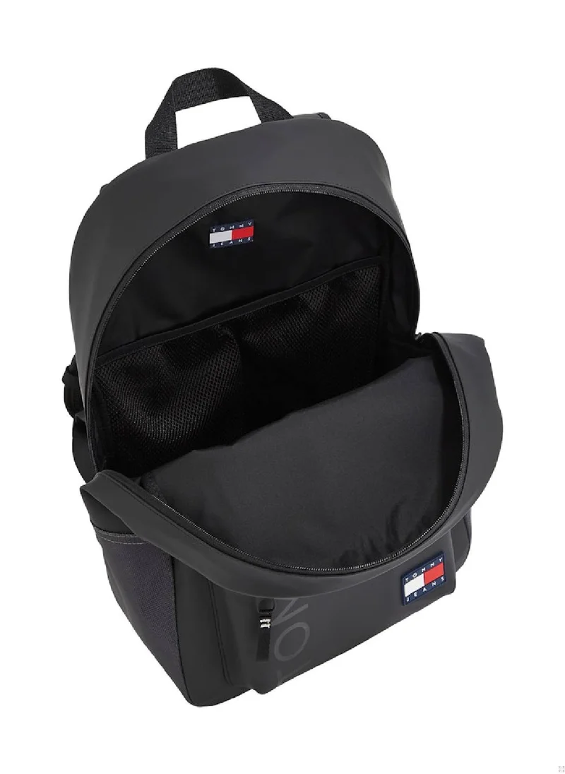 TOMMY JEANS Men's Essential Dome Logo Backpack - Faux Leather, Black