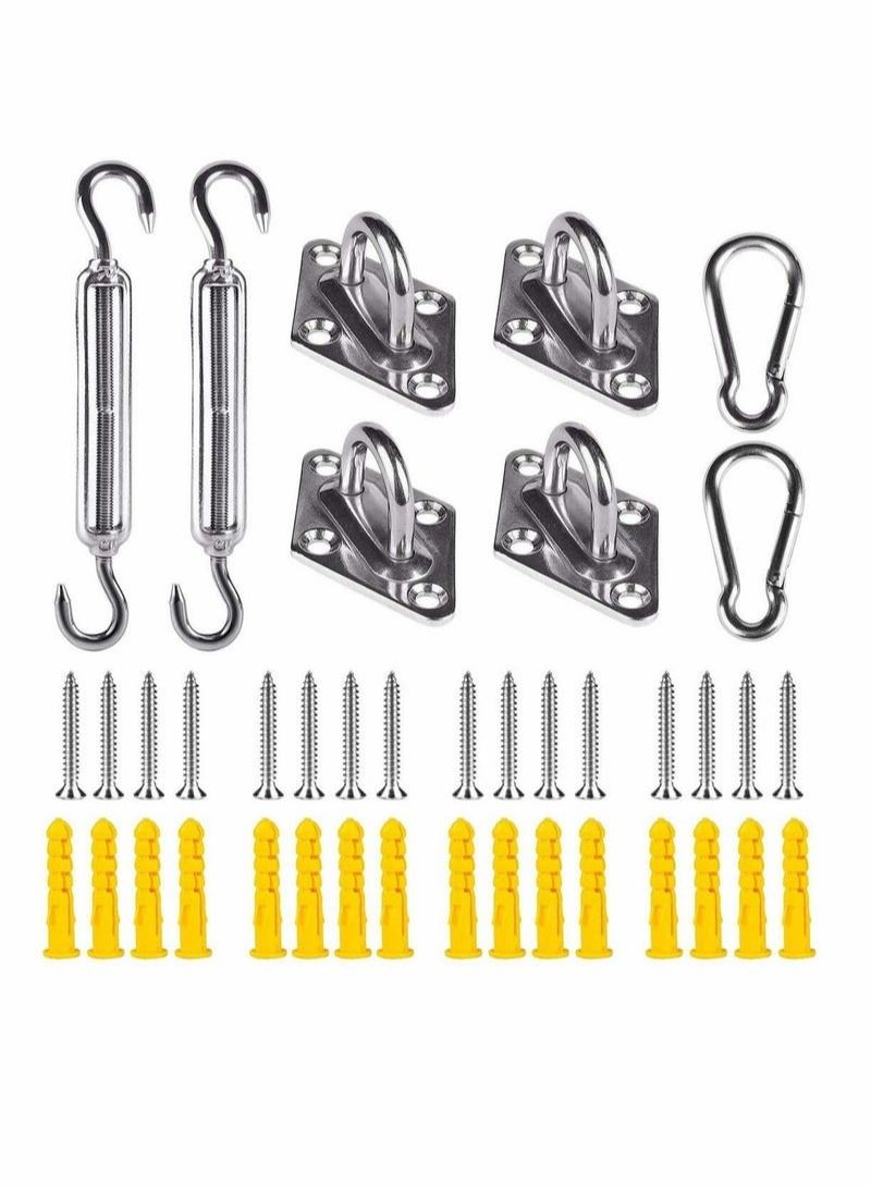 Generic Awning Attachment Set Heavy Duty Sun Shade Sail Stainless Steel Hardware Kit for Triangle and Square Rectangle Sun Shade Sail Fixing Accessories Shade Sail Hardware Kit  - Image 1