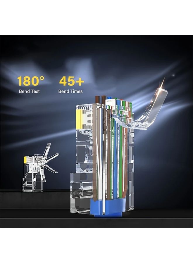 100 قطعة من موصلات القابس النمطية RJ45 من النوع Cat6 و CAT5e المطلية بالذهب لتوصيل كابل إيثرنت عبر - Image 4