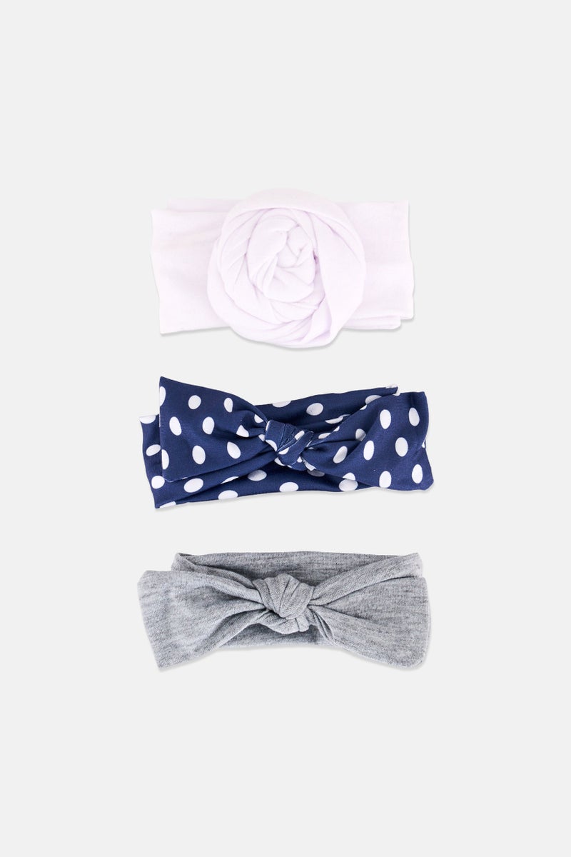 Expressions Toddlers Girl 3 Pieces Polka Dot Headwrap With Bow Set, Multicolor - Image 2