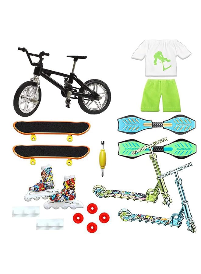 مجموعة ألعاب أصابع صغيرة مكونة من 18 قطعة، ألواح تزلج أصابع للأطفال، دراجات أصابع صغيرة، لوح تأرجح صغير مع عجلات وأدوات بديلة، حركة أطراف الأصابع، هدايا حفلات للأطفال من سن 6 سنوات فما فوق - Image 1