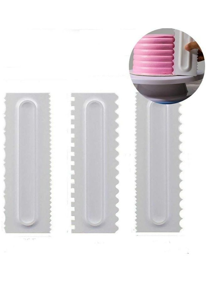NIBEMINENT 6-Piece Design Comb Icing Smoother Cake Scraper Pastry White - Image 3