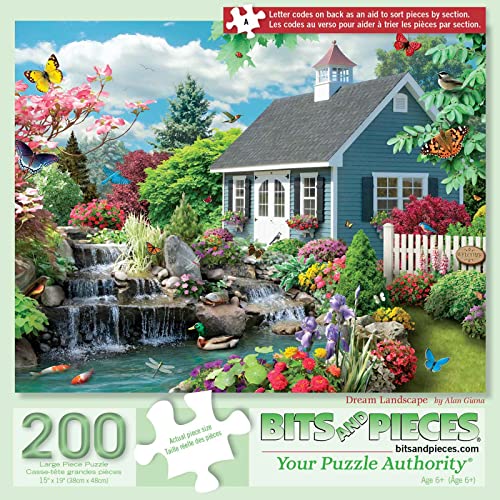 Bits and Pieces 200 Piece Big Piece Jigsaw Puzzle for Seniors 15 x 19 Dream Landscape 200 pc Large Lettered Pieces Jigsaw by Alan Giana - Image 1