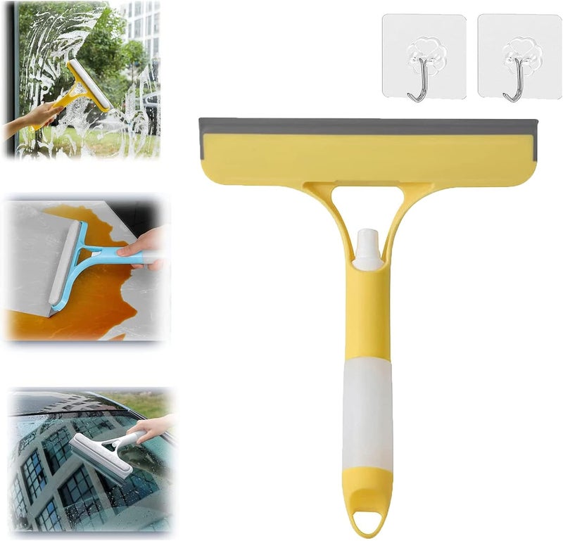 woobles 3 in 1 Window Cleaning Tool for Car Indoor Outdoor High Windows, Window Squeegee with Spray 3 in 1 Window Squeegee Cleaner, All-Purpose Household Window Cleaning Tool Quick Cleaning (Yellow) Yellow - Image 1