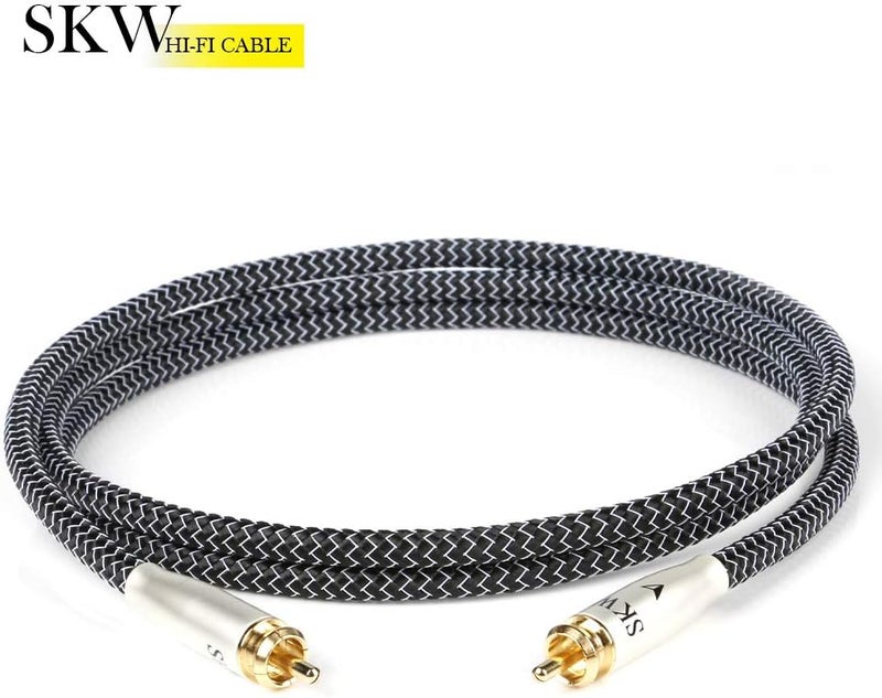 SKW كابل سوب ووفر رقمي RCA إلى RCA من سلسلة WG عالية الجودة - اتصال صوتي Hi-Fi متميز لنقل الباس بدقة 9.8 قدم/3 متر - Image 1