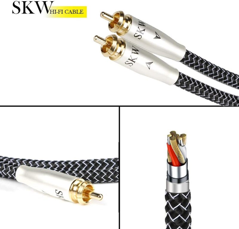 SKW كابل سوب ووفر رقمي RCA إلى RCA من سلسلة WG عالية الجودة - اتصال صوتي Hi-Fi متميز لنقل الباس بدقة 9.8 قدم/3 متر - Image 2