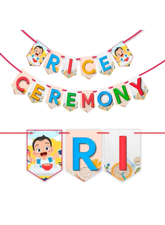 ووبوكس لافتة WOBBOX Annaprashan Bunting "Rice Ceremony" ملونة ثلاثية الأبعاد، ديكور حفلات Annaprashan - Image 1