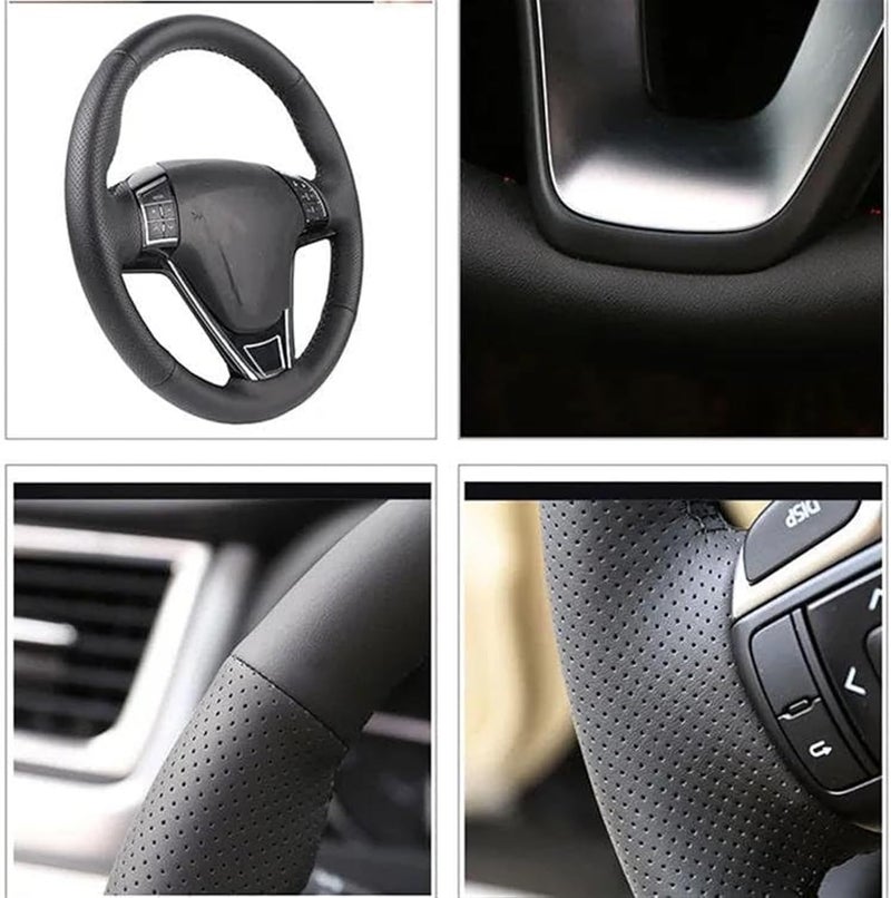 Wivplex Black Leather Steering Wheel Cover for GMC Sierra - Image 4