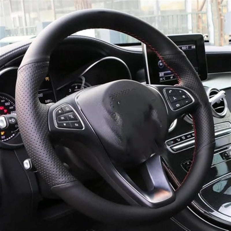 Wivplex Black Leather Steering Wheel Cover for GMC Sierra - Image 3