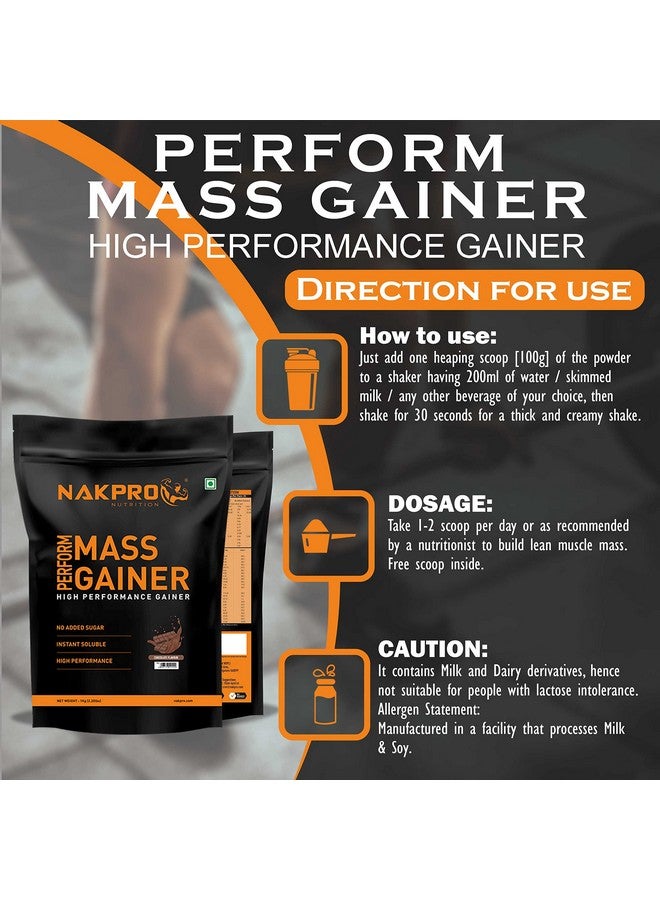 NAKPRO PERFORM MASS GAINER | High Protein & High Calorie | 15g Protein, 3.3g BCAA |Added Vitamins & Minerals|Easy Mixing, Easy Digesting Powder for Men & Women | 1 Kg Chocolate Flavour (10 Servings) - Image 5