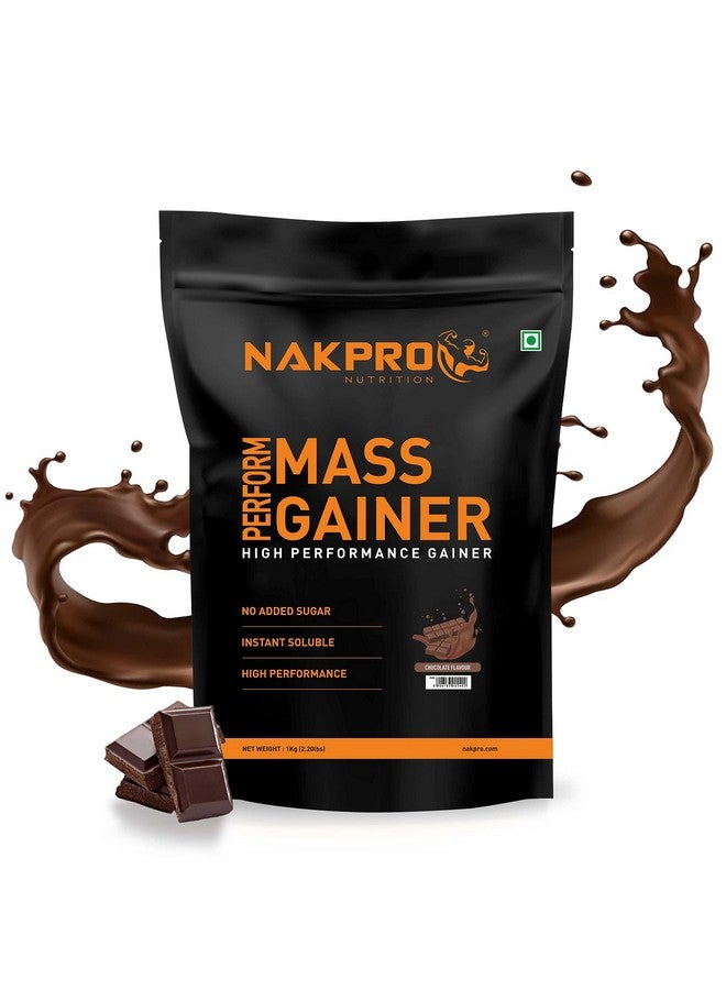 NAKPRO PERFORM MASS GAINER | High Protein & High Calorie | 15g Protein, 3.3g BCAA |Added Vitamins & Minerals|Easy Mixing, Easy Digesting Powder for Men & Women | 1 Kg Chocolate Flavour (10 Servings) - Image 1