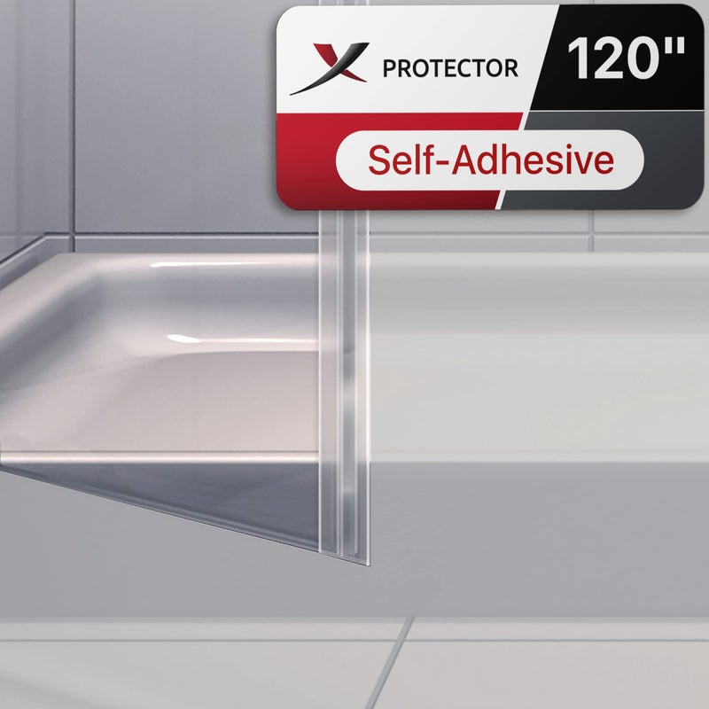Frameless Shower Door Side Seal XProtector 120 Shower Door Seal for All Door Thicknesses SelfAdhesive Shower Door Sweep Premium Door Side Seal Strip Silicone Glass Shower Door Seal Strip
