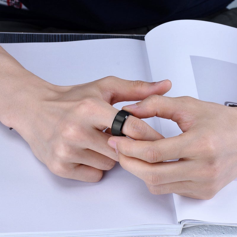 King Will 10mm Men's Black Wedding Ring - Brushed Matte Surface, Beveled Polished Edge, Comfort Fit Size 11 - Image 5