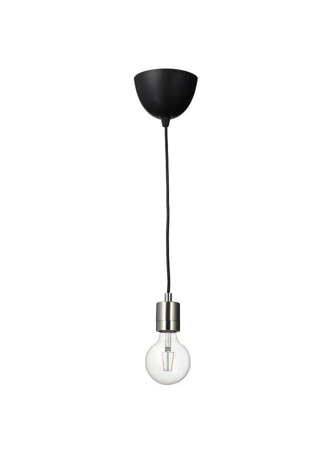 Zaboon Pendant lamp with light bulb, nickel-plated/globe clear  - Image 1