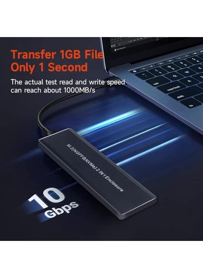 M.2 NVMe to USB-C Enclosure – 10Gbps High-Speed External SSD Adapter – PCIe M-Key SSD to USB 3.1 Gen2 Hard Drive Box - Image 2