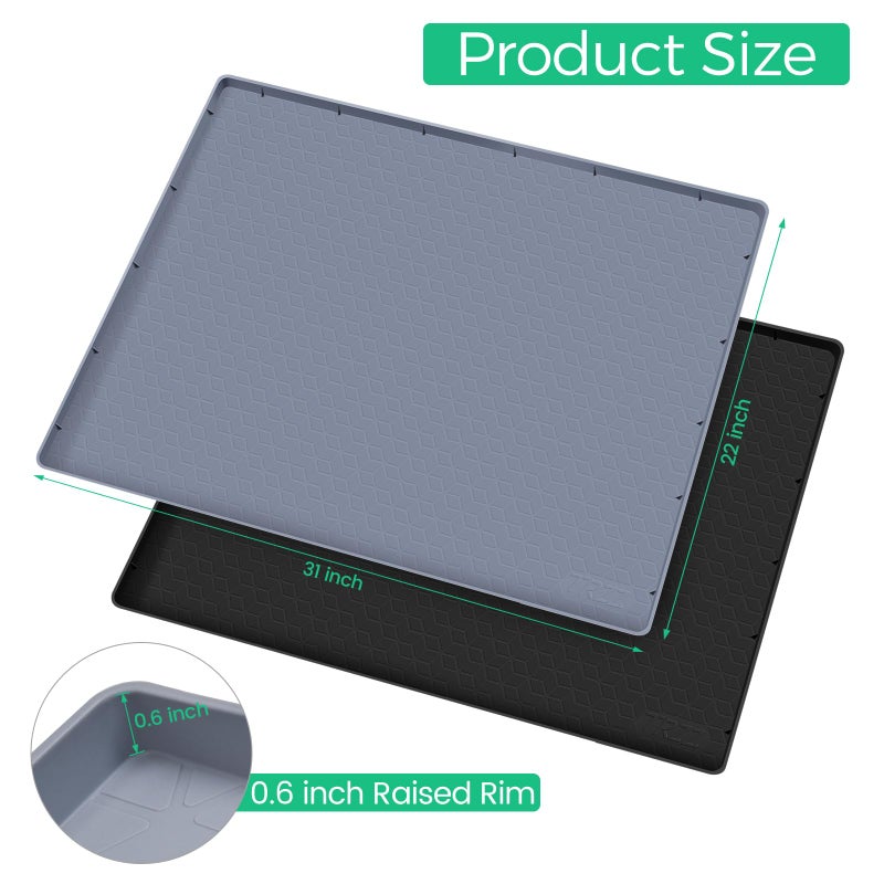 TRZZ Silicone Waterproof Under Sink Mat 31" x 22", Drip Tray and Cabinet Liner for Kitchen and Bathroom, Prevents Water Damage and Organizes Cabinets (Grey) - Image 2