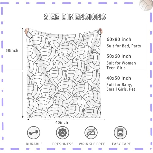 Niopos Volleyball Blanket Volleyball Gifts Girls Teens Boys Coach Team Gifts Senior Night Birthday Christmas Gifts Bedroom Stuff(Light Black and White, 40x50 inch) - Image 2