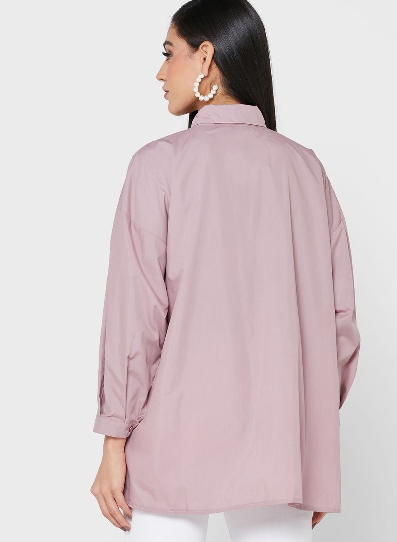 ديزرت كوف قميص قصير من الأمام وطويل من الخلف بأزرار - Image 2