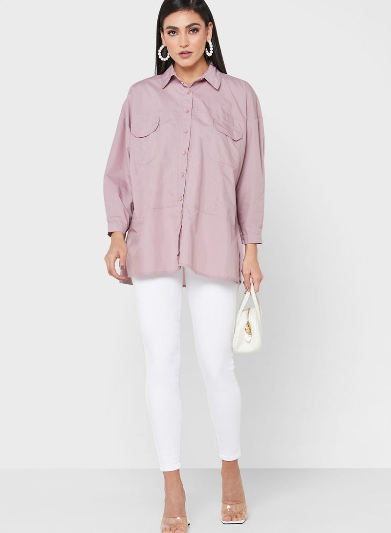 ديزرت كوف قميص قصير من الأمام وطويل من الخلف بأزرار - Image 4