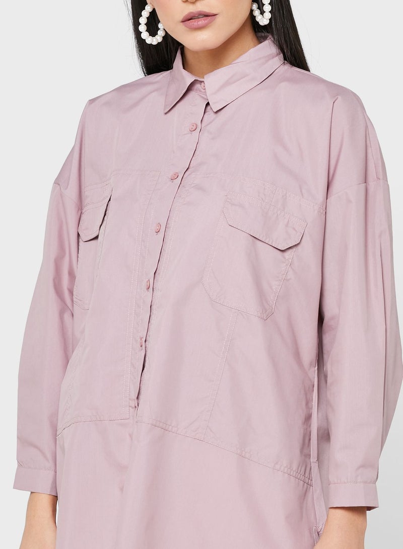 ديزرت كوف قميص قصير من الأمام وطويل من الخلف بأزرار - Image 3