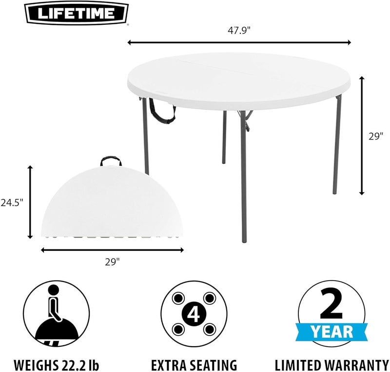 Lifetime طاولة دائرية قابلة للطي للاستخدام التجاري الخفيف، 4 أقدام - Image 3
