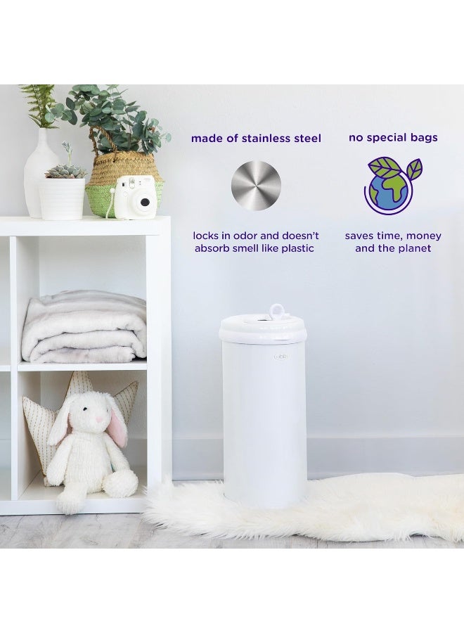 Ubbi Steel Diaper Pail, Odor Locking, No Special Bag Required, Award-Winning, Registry Must-Have, Ivory - Image 3