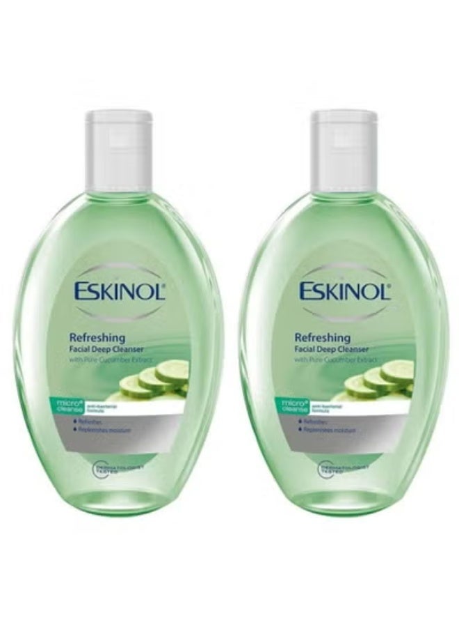 Eskinol Two Pieces of Eskinol Deep Facial Cleanser with Pure Cucumber Extract - 225 ml - Image 1
