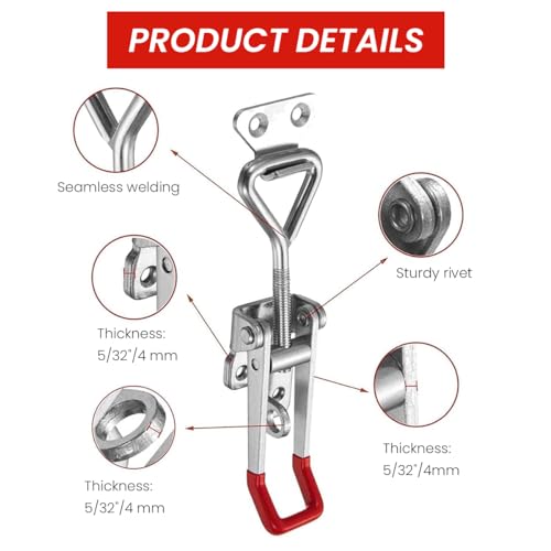 Serplex® 4Pcs Toggle Clamps, 1320Lbs Holding Capacity, Heavy-Duty Latch Clamps, Adjustable Toggle Latches, Rust-Resistant, Latch Door Lock Cabinet Lock for Doors, Cabinets - Image 3