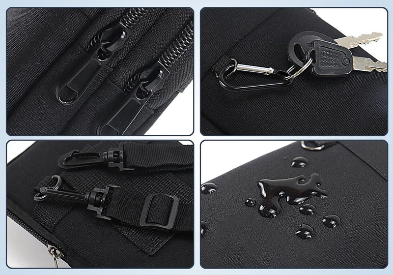 WCALULEG Travel Cell Phone Pouch Belt Pouch, Phone Holster Crossbody Bag with Shoulder Strap for iPhone Case Holder for Hand with Neck Lanyard Smartphone Walking Passport Wallet (Single Layer Black) - Image 5