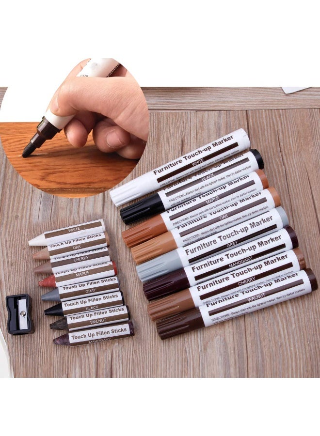 Daytoyz Scra-tch Repair Kit, 17 Pcs/Set Wood Touch Up Repair Pens Wood Filler With Sharpener, Furniture Touch Up Markers And Wax Sticks For Floor Furniture Scra-tch, Stain, Crack - Image 5