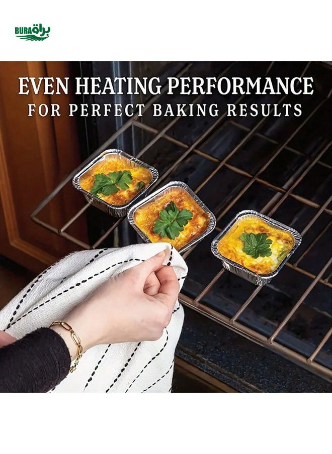 BURAQ - 50pcs 3-Inch Aluminum Foil Square Mini Pie Tart Pan/Disposable Baking Tartlet Molds With Plastic Lids, Suitable For Baking Tarts, Quiche, And Other Kitchen Accessories, Baking Supplies - Image 1