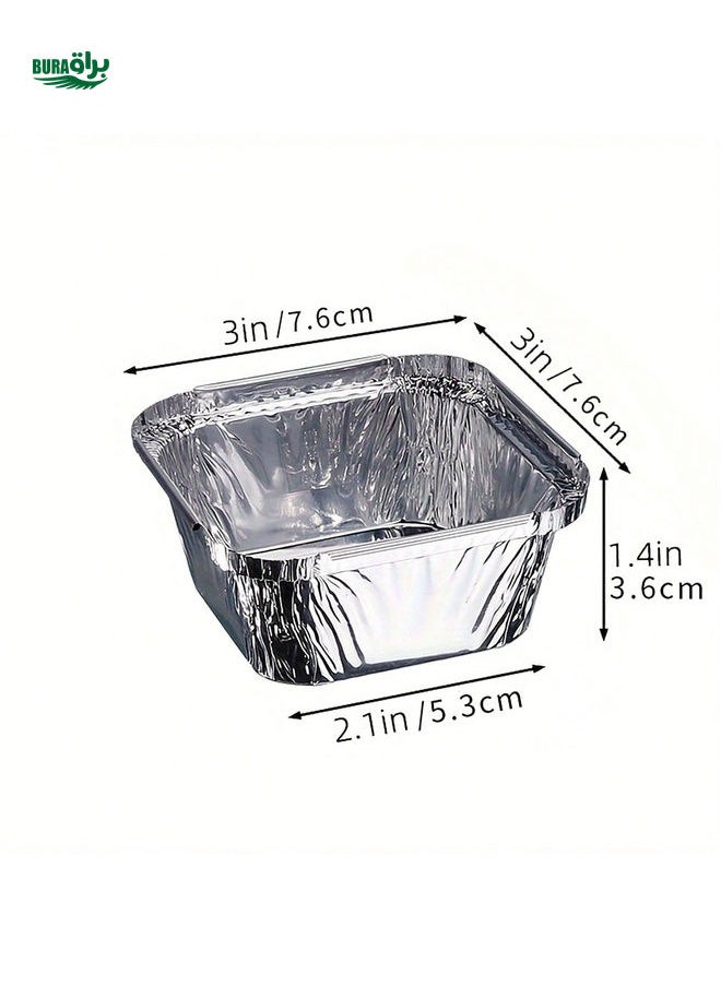 BURAQ - 50pcs 3-Inch Aluminum Foil Square Mini Pie Tart Pan/Disposable Baking Tartlet Molds With Plastic Lids, Suitable For Baking Tarts, Quiche, And Other Kitchen Accessories, Baking Supplies - Image 1