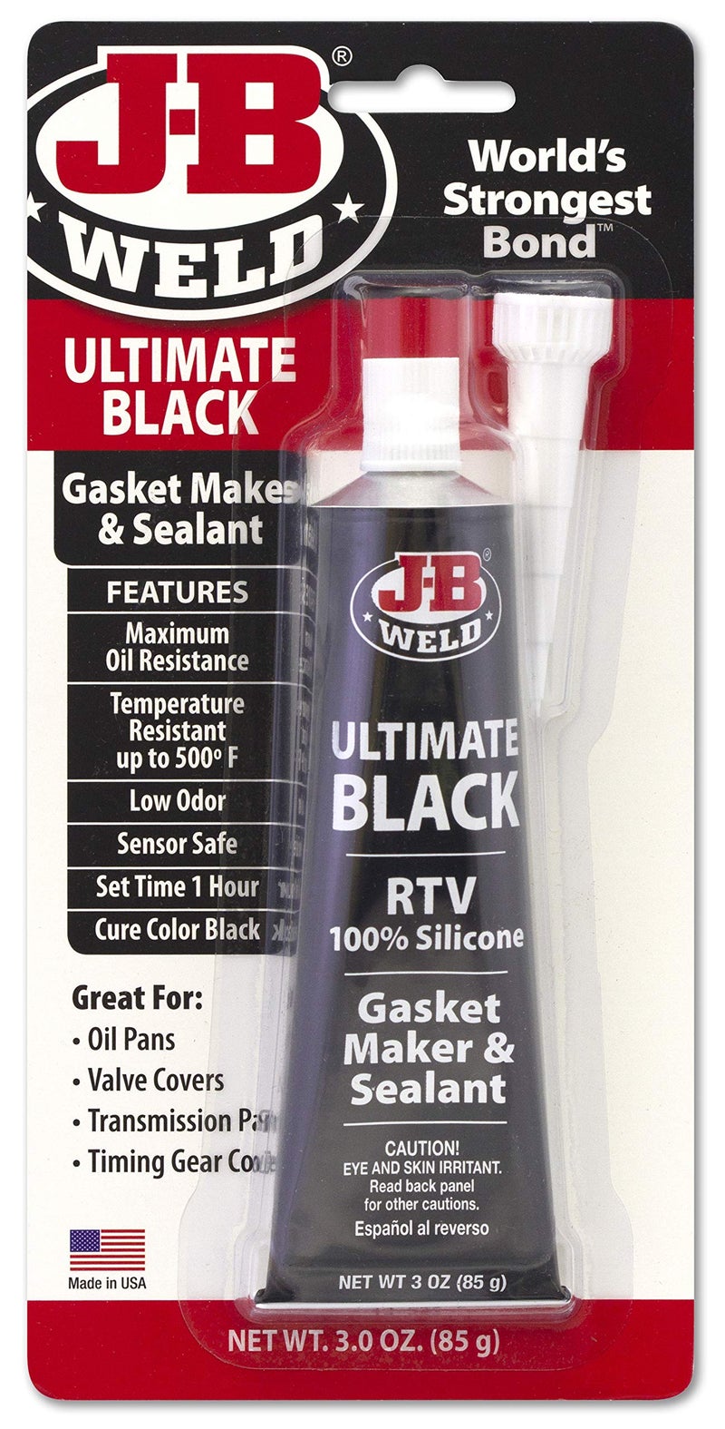 J-B WELD J B Weld 32329 Ultimate RTV Silicone Gasket Maker and Sealant (Black, 3 Oz) - Image 1