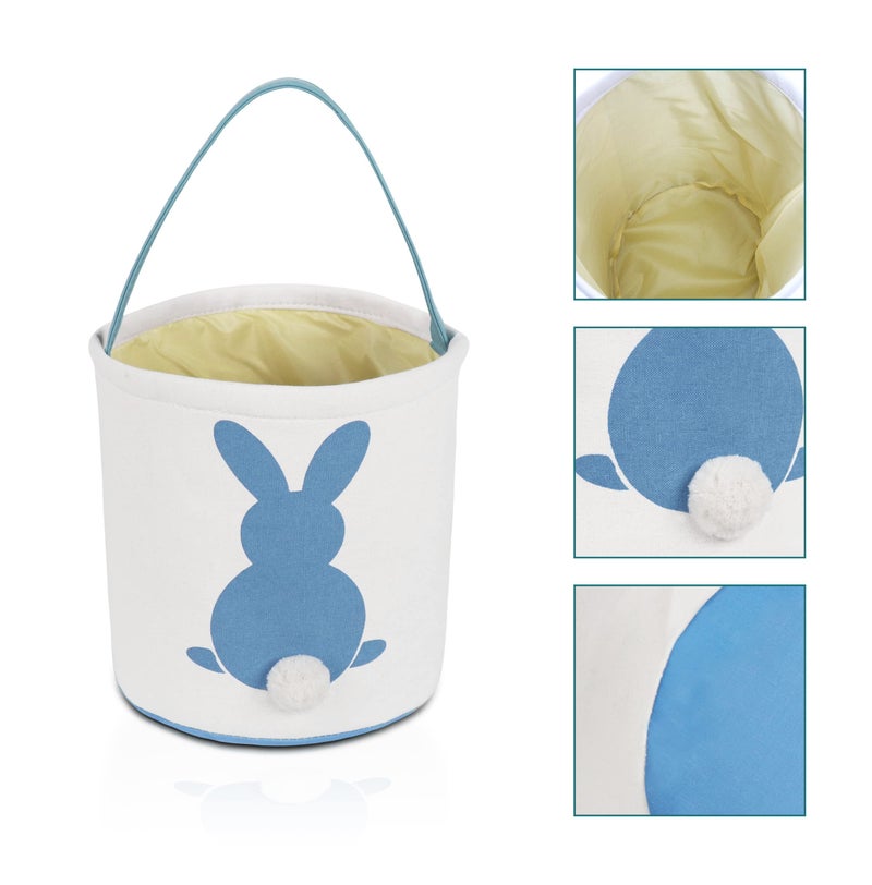 MONOBLANKS Easter Bunny Basket Bags, Rabbit Bucket Tote for Easter Egg Hunts Decorations Candy Gifts Storage (Blue(wave)) - Image 3
