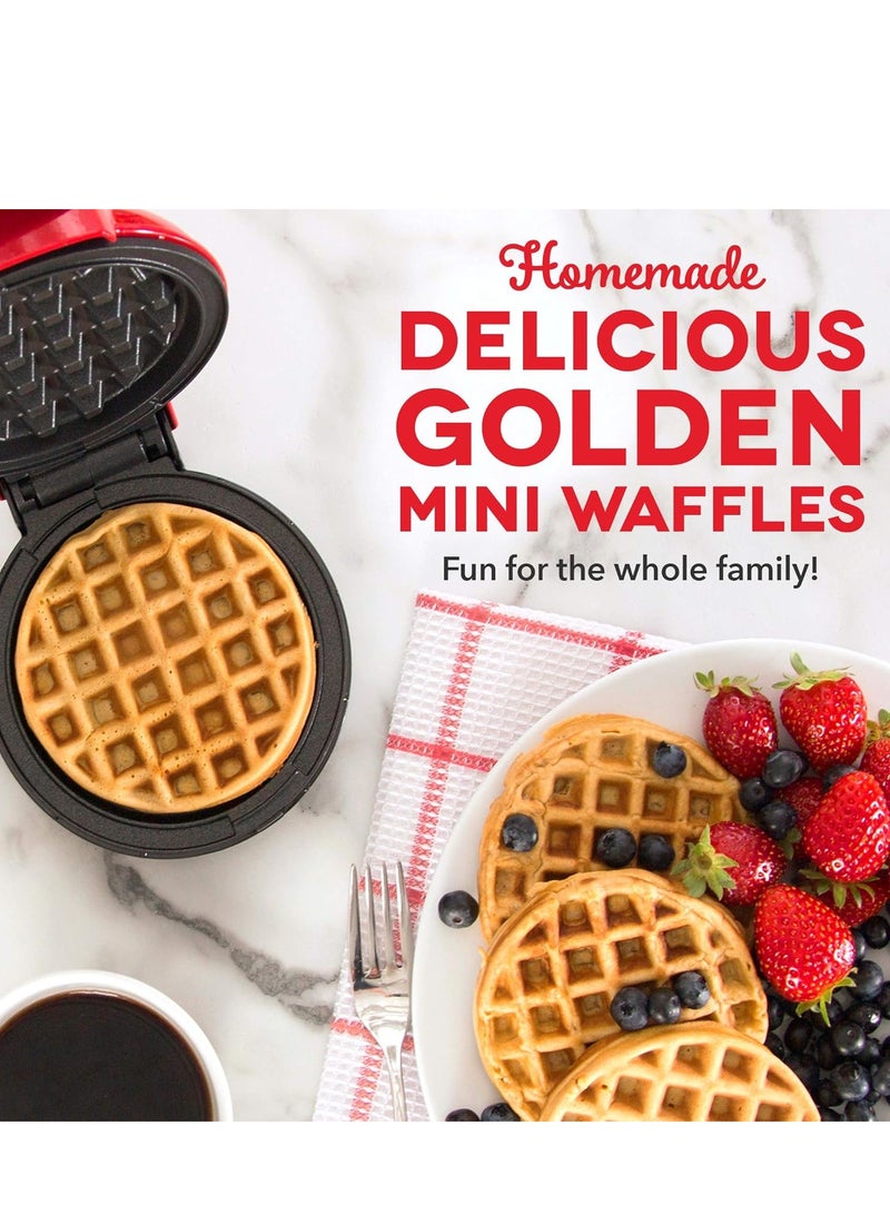 Waffle Maker Waffle Mold　 Nonstick Waffle Iron with Quick Heat-Up　 Nonstick Surface  Perfect gift for Kids and Families　 Just Add Batter Red - Image 2