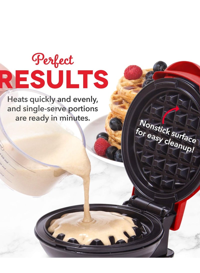 Waffle Maker Waffle Mold　 Nonstick Waffle Iron with Quick Heat-Up　 Nonstick Surface  Perfect gift for Kids and Families　 Just Add Batter Red - Image 3