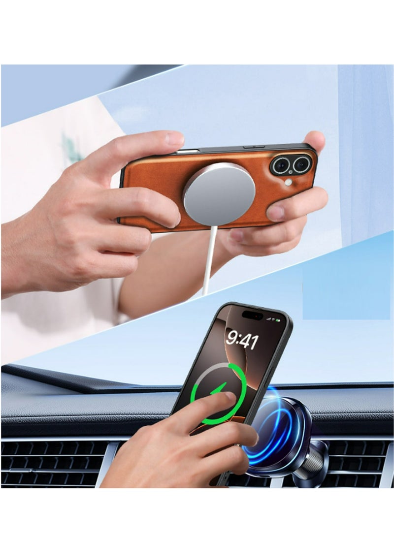 X-level Magnetic for iPhone 17 Leather Case,[Compatible with Magsafe] Slim Phone Cove - Image 5