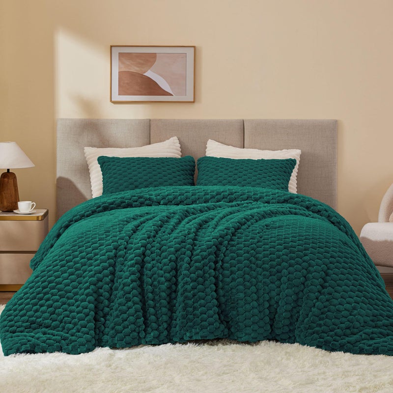 BEDELITE Fluffy Twin Comforter Set - Dark Green Fleece Soft Comforter for Twin Size Bed  Luxury Warm Bedding Set for Winter  Fuzzy Bed Set 2 Pieces (1 Comforter  1 Pillowcase) - Image 3