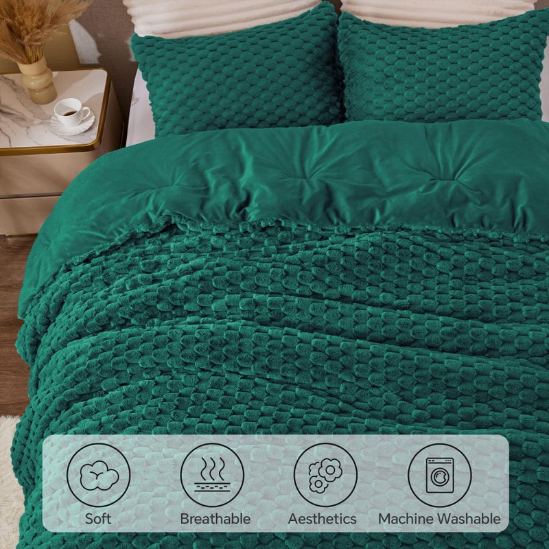 BEDELITE Fluffy Twin Comforter Set - Dark Green Fleece Soft Comforter for Twin Size Bed  Luxury Warm Bedding Set for Winter  Fuzzy Bed Set 2 Pieces (1 Comforter  1 Pillowcase) - Image 5