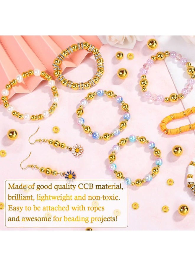 selizo 1250 Pieces Gold Spacer Beads for Jewelry Making, Gold Round Beads and Gold Flat Clay Beads for Bracelets Making, Small Gold Filled Beads for Jewelry Making - Image 5