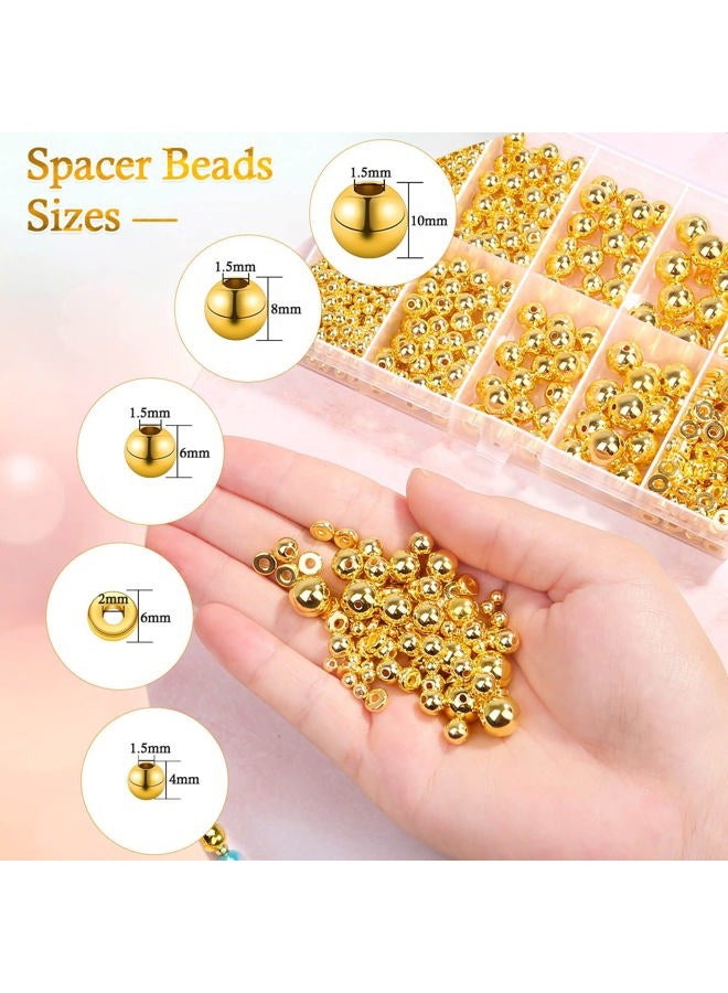 selizo 1250 Pieces Gold Spacer Beads for Jewelry Making, Gold Round Beads and Gold Flat Clay Beads for Bracelets Making, Small Gold Filled Beads for Jewelry Making - Image 4