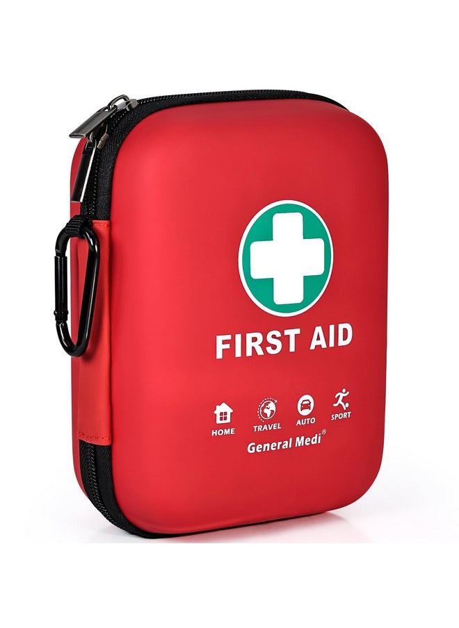 General Medi First Aid Kit 170 Pieces Hard Case And Lightweight Great For Travel, Home, Office, Vehicle, Camping, Workplace & Outdoor (Red)  - Image 1