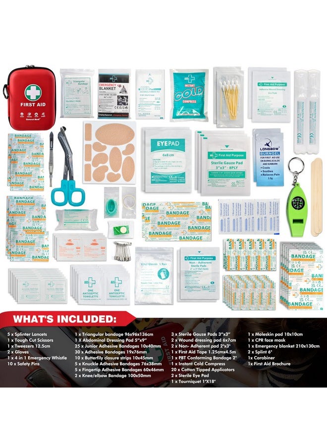 General Medi First Aid Kit 170 Pieces Hard Case And Lightweight Great For Travel, Home, Office, Vehicle, Camping, Workplace & Outdoor (Red)  - Image 2