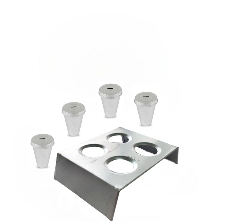 Rinkle Trendz Aluminium Kulfi Ice Cream Mould with Lid Hole Set of 4 Kulfi Mould Kulfi Maker with Stand - Image 1